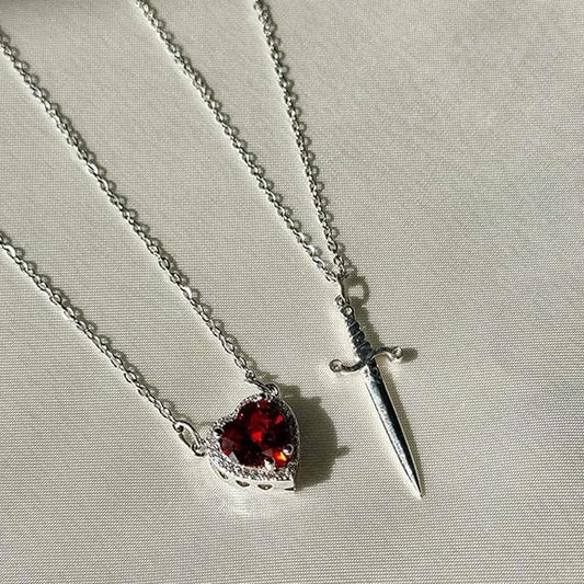 Corazón & Espada™ | Pareja de collares promesa